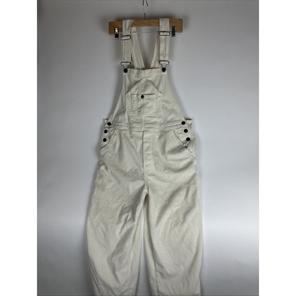 Faherty Cream Wide-Leg Cotton Overalls Jumpsuit